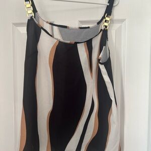 Stylish Black and Tan Striped Top